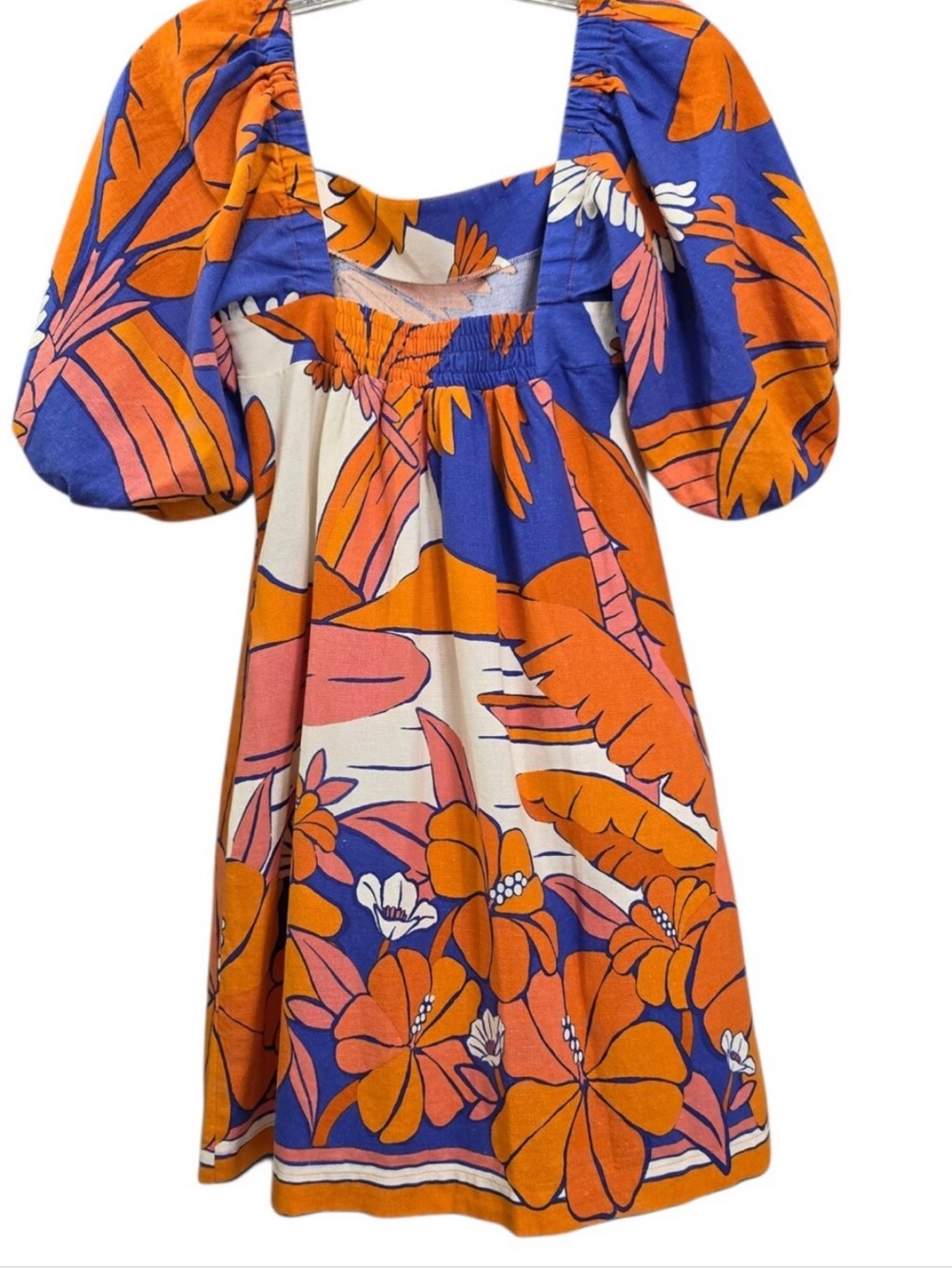 FARM Rio Orange & Blue Floral Mini Dress